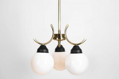 Mid Century Modern Brass and Glass Ceiling Lamp Europe ca 1950s