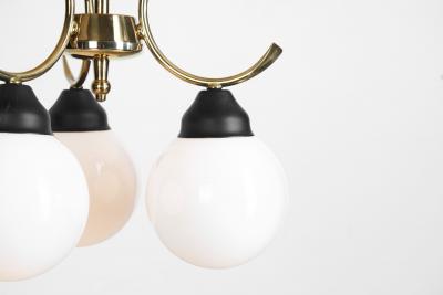 Mid Century Modern Brass and Glass Ceiling Lamp Europe ca 1950s
