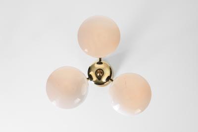 Mid Century Modern Brass and Glass Ceiling Lamp Europe ca 1950s
