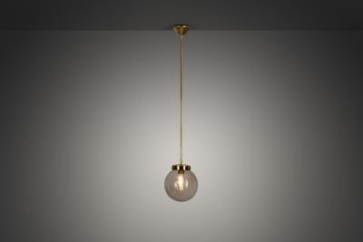 Mid Century Modern Brass and Glass Ceiling Lamp Europe ca 1950s