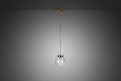 Mid Century Modern Brass and Glass Ceiling Lamp Europe ca 1950s