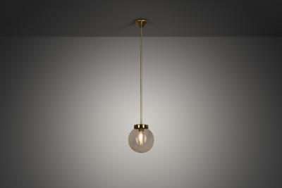 Mid Century Modern Brass and Glass Ceiling Lamp Europe ca 1950s