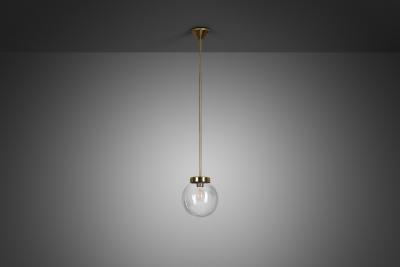 Mid Century Modern Brass and Glass Ceiling Lamp Europe ca 1950s