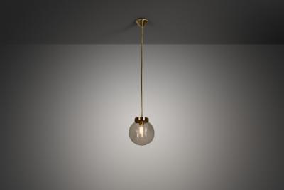 Mid Century Modern Brass and Glass Ceiling Lamp Europe ca 1950s