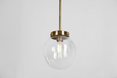 Mid Century Modern Brass and Glass Ceiling Lamp Europe ca 1950s