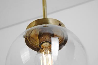 Mid Century Modern Brass and Glass Ceiling Lamp Europe ca 1950s