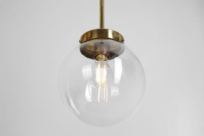 Mid Century Modern Brass and Glass Ceiling Lamp Europe ca 1950s
