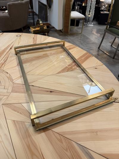 Mid Century Modern Brass and Glass Serving Tray
