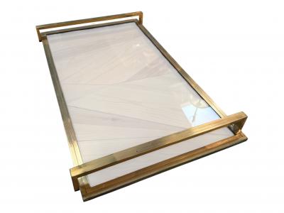 Mid Century Modern Brass and Glass Serving Tray