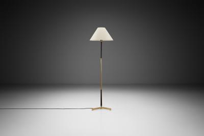 Mid Century Modern Brass and Wood Floor Lamp Europe Mid 20th Century