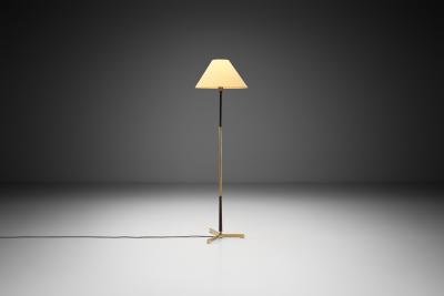 Mid Century Modern Brass and Wood Floor Lamp Europe Mid 20th Century