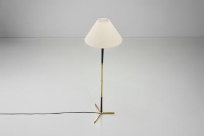 Mid Century Modern Brass and Wood Floor Lamp Europe Mid 20th Century