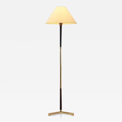 Mid Century Modern Brass and Wood Floor Lamp Europe Mid 20th Century
