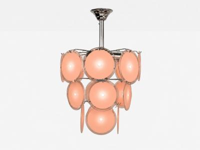 Mid Century Modern Bright Pink Murano Glass Chrome Pendant Light 1960s
