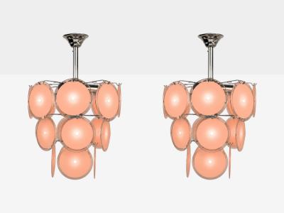 Mid Century Modern Bright Pink Murano Glass Chrome Pendant Light 1960s