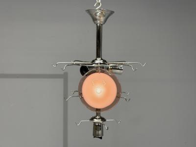Mid Century Modern Bright Pink Murano Glass Chrome Pendant Light 1960s