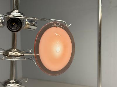 Mid Century Modern Bright Pink Murano Glass Chrome Pendant Light 1960s