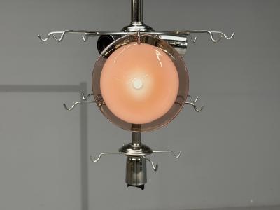 Mid Century Modern Bright Pink Murano Glass Chrome Pendant Light 1960s