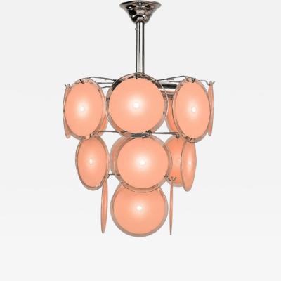 Mid Century Modern Bright Pink Murano Glass Chrome Pendant Light 1960s