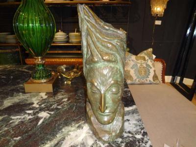 Mid Century Modern Bronze Bust by J D Murillo