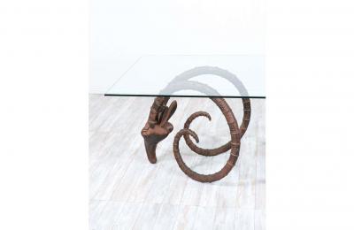 Mid Century Modern Bronze Rams Head Ibex Dining Table