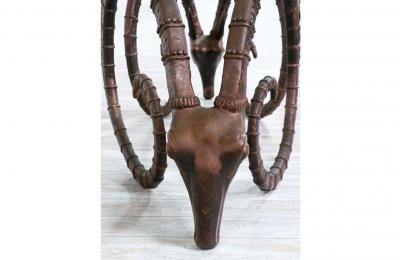 Mid Century Modern Bronze Rams Head Ibex Dining Table