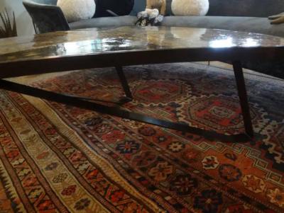Mid Century Modern Bronze Resin and Shell Cocktail Table