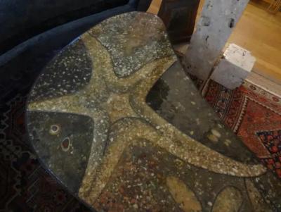 Mid Century Modern Bronze Resin and Shell Cocktail Table