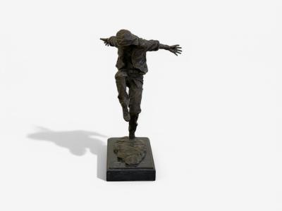 Mid Century Modern Bronze Table Top Sculpture Break dancer Statue USA 1980s