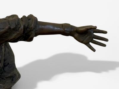 Mid Century Modern Bronze Table Top Sculpture Break dancer Statue USA 1980s
