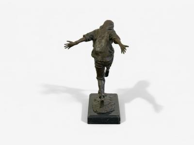 Mid Century Modern Bronze Table Top Sculpture Break dancer Statue USA 1980s