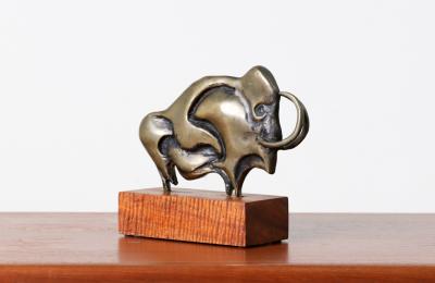 Mid Century Modern Bronze Wooly Mammoth Sculpture