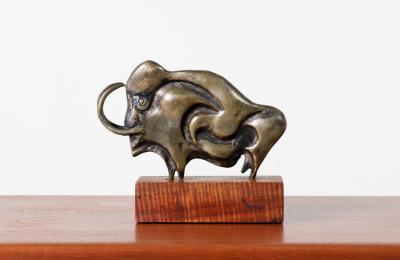 Mid Century Modern Bronze Wooly Mammoth Sculpture