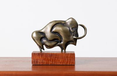 Mid Century Modern Bronze Wooly Mammoth Sculpture