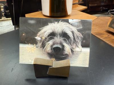 Mid Century Modern Bronze and Glass Picture Frame By Spirale Arte