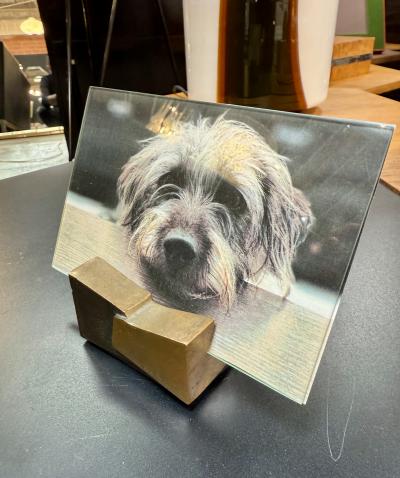 Mid Century Modern Bronze and Glass Picture Frame By Spirale Arte