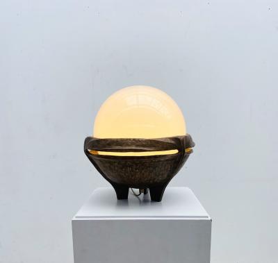 Mid Century Modern Bronze and Opaline Table Lamp