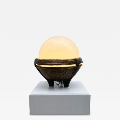 Mid Century Modern Bronze and Opaline Table Lamp
