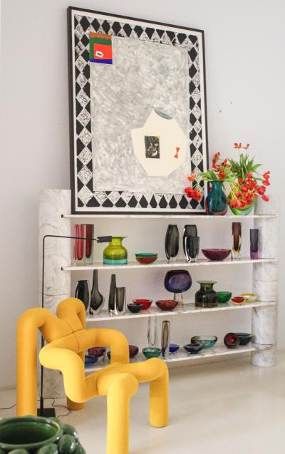 Mid Century Modern Brow and Yellow Murano Glass Vase 1960