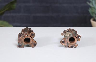 Mid Century Modern Brutalist Copper Candle Holders