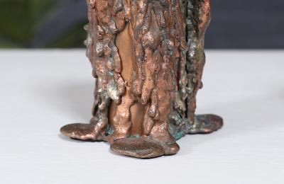 Mid Century Modern Brutalist Copper Candle Holders