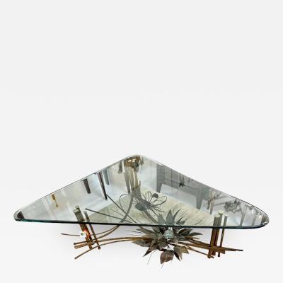 Mid Century Modern Brutalist Gilt Metal Cocktail or Coffee Table