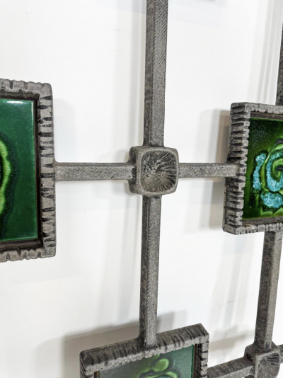 Mid Century Modern Brutalist Wall Sculpture Ceramic and Cast Aluminium 1970s