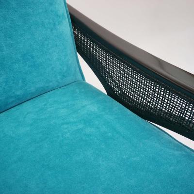 Mid Century Modern Butterfly Lounge Chair in Peacock Blue Velvet