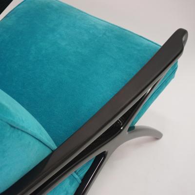 Mid Century Modern Butterfly Lounge Chair in Peacock Blue Velvet