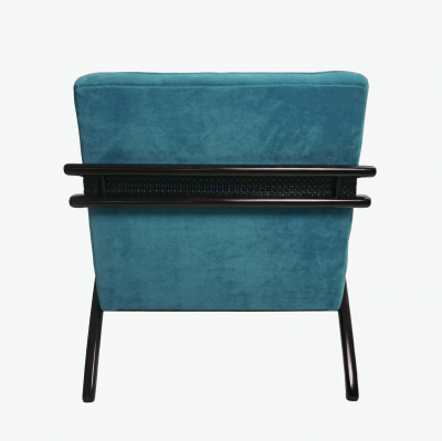 Mid Century Modern Butterfly Lounge Chair in Peacock Blue Velvet