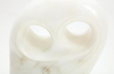 Mid Century Modern Carrara Marble Abstract Owl Sculpture
