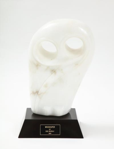 Mid Century Modern Carrara Marble Abstract Owl Sculpture