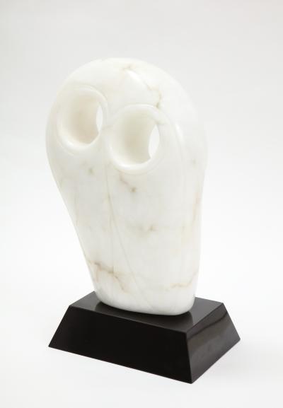 Mid Century Modern Carrara Marble Abstract Owl Sculpture