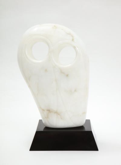 Mid Century Modern Carrara Marble Abstract Owl Sculpture
